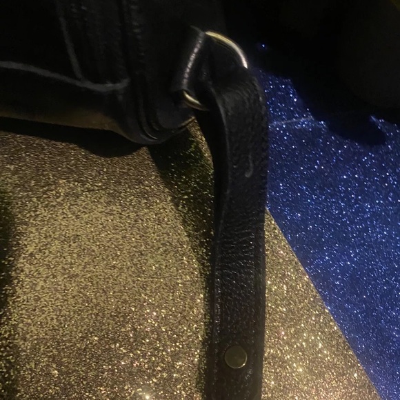 LONGCHAMP BLACK VTG LEATHER SMALL BACKPACK Bag RUSTIC GOLD RARE CHIC LUX - Picture 10 of 15